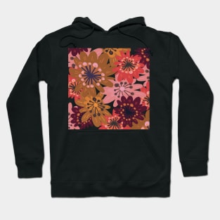 Fun flowerpower pattern in 1970-style, orange, red, wine, ockra, pink, Hoodie